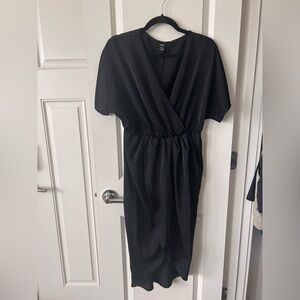 Silky Short Sleeve Midi Dress